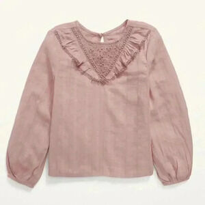 Old Navy Textured Dobby Long-Sleeve Ruffle Top for Girls